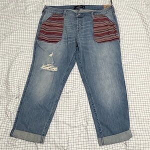 Hollister Vintage Boyfriend Jeans with Striped Patch Pockets